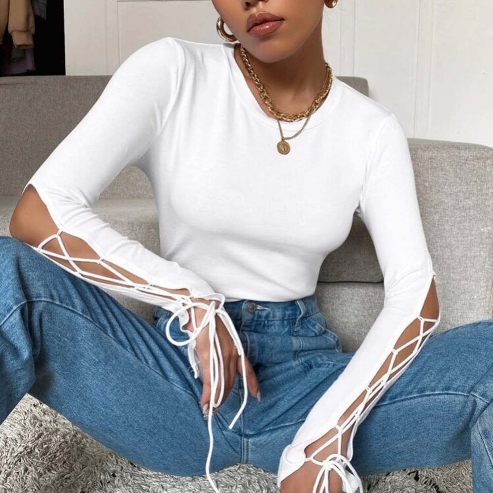 White tie sleeve top